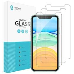 Syncwire Screen Protector for iPhone 11, iPhone XR (3-Pack), Anti-Fingerprint Tempered Glass Screen Protector (9H Hardness, 6X Stronger, Installation Frame, Bubble Free) [Not Edge to Edge]