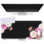 iLeadon Desk Pad Protector, Large Gaming Mouse Pad 35.1 x 15.75-inch 2.5mm Thick, Cute Desk Decor, Office Desk Writing Pad with Non-Slip Rubber Base for Home Office Work Accessories, Peony Flower