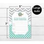 50 Elephant Invitations and Envelopes - Mint (Large Size 5x7)