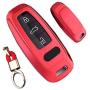 Royalfox(TM) 3 Buttons Soft TPU Smart keyless Remote Key Fob case Cover Shell for Audi New Smart Key,2019 Audi A6 A6L A7, 2018 2019 A8, (red)