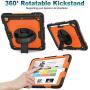 SEYMAC stock Case for iPad 8th/7th Generation,iPad 10.2 Case [Full-Body] Protective Case with [360 Degrees Rotating Stand] & Strap [Pencil Holder] for iPad 8th/7th Generation 2020/2019 (Orange+Black)