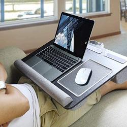 HUANUO Lap Desk - Fits up to 17 inches Laptop Desk, Built in Wrist Pad for Notebook, MacBook, Tablet, Lap Laptop Desk with Tablet, Pen & Phone Holder (Black Woodgrain, Big)