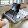 HUANUO Lap Desk - Fits up to 17 inches Laptop Desk, Built in Wrist Pad for Notebook, MacBook, Tablet, Lap Laptop Desk with Tablet, Pen & Phone Holder (Black Woodgrain, Big)