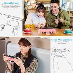 Switch Pink Grip Compatible with Nintendo Switch, OIVO Ergononmic Hand Grip, Upgraded with Adjustable Stand for Nintendo Switch- Pink