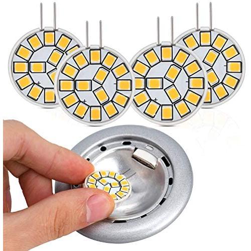 Kohree G4 LED Bulb 12V AC/DC Bi-Pin Base Ceiling Recessed Puck Light Bulb LED Replacement Halogen Bulb 20W Equivalent for RV Camper Trailer Motorhome 5th Wheel, Marine Boat (2 Watt, Warm White) 4 Pack
