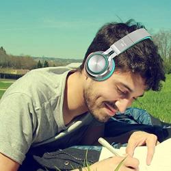 Elecder i39 Headphones with Microphone Foldable Lightweight Adjustable On Ear Headsets with 3.5mm Jack for Cellphones Computer MP3/4 Kindle School (Mint/Gray)