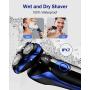 OriHea Electric Shaver for Men 3D Rechargeable Rotary Razors Beard Trimmer Face Shavers 100% Waterproof IPX7 Wet & Dry Cordless with Pop-up Trimmer and Protective Case - Blue