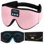 MUSICOZY Sleep Headphones 3D Bluetooth 5.0 Wireless Sleep Mask, Sleeping Headphones Music Eye Mask for Side Sleepers. Air Travel, Meditation, Built-in Ultra Soft Thin Speakers Microphones Pink