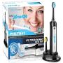 Pyle Health Ultra Sonic Wave Rechargeable Electric Toothbrush with 3 Brush Modes, Two Minute Timer, 2 Oral Brush Heads, Automatic Charging Dock Holder - for Kids, Teens, Adults - PHLTB41BK.5 (Black)