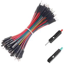 Premium Breadboard Jumper Wires Male to Male Male to Female Female to Female Square Head 0.1 24AWG 10 Colors 100-Pack by Hellotronics (10CM, MMx40 + MFx40 + FFx40)