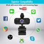 1080P HD Webcam with Microphone, Streaming Computer Web Camera USB PC Desktop Laptop Webcam with Stand/Privacy Cover/Tripod Stand, AutoFocus,Noise Reduction,Plug&Play for Video Calling/Zoom/Meeting
