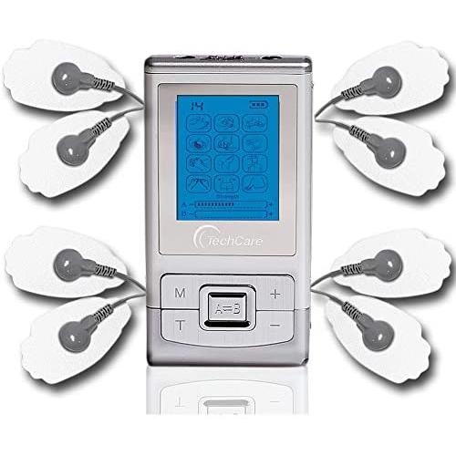 TENS Massager EMS Unit TechCare 9 Modes 2 in 1 Dual AB Channels Portable Full Body Handheld Muscle Ache Relief Products Impulse Mini Massager Electronic Pulse Electrotherapy Pain Management