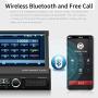 Single Din Car Stereo Navigation Car Radio 7'' Motorized Touch Screen Bluetooth Head Unit Support GPS/FM Radio/AUX-in/USB/SD/Android iOS Mirror Link + 12 IR Car Backup Camera + Wireless Remote