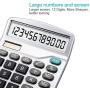 Calculator,12-Digit Solar Battery Basic Calculator,Solar Battery Dual Power with Large LCD Display Office Calculators (Silver)