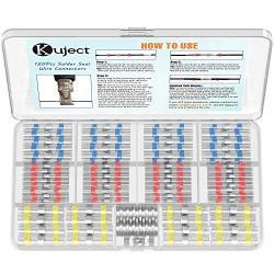 Kuject 120PCS Solder Seal Wire Connectors, Self-Solder Heat Shrink Butt Connector Solder Sleeve Waterproof Insulated Electrical Butt Splice Wire Terminals for Marine Automotive Boat Truck Wire Joint