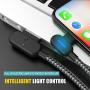Right Angle Phone Charger Cable 3 Pack (6/6/ 6FT) Fast Charging Cord 90 Degree Nylon Braided Data Cable with Blue LED for Phone 11/ Pro/Max/X/XS/XR/ 8/ 8Plus/7/7 Plus/6/6S/6 Plus (Black Gray, 6FT)