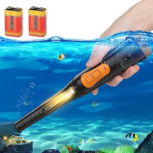 Pinpointer Metal Detector Handheld Underwater Metal Detector Fully Waterproof for Adults Small Portable Metal Detector Pin Probe with LED Indicator for Kids Treasure Hunting Tool (Black)