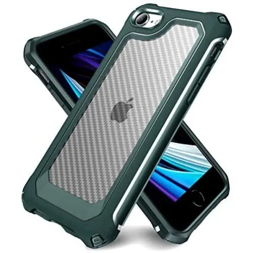 iPhone 6S Case, iPhone 6 Case with [ Screen Protector Tempered Glass x2Pack] SUPBEC Protective Phone Cover with Silicone PC+TPU Shockproof Rubber Heavy Duty Case for iPhone6 / iPhone6S-Clear Green