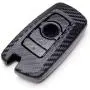 TANGSEN Smart Key Fob Personalized Case Protective Cover for BMW 1 3 4 5 6 7 Series GT3 GT5 M5 M6 X3 X4 3 4 Button Keyless Entry Remote 3D Twill Weave Carbon Fiber ABS Plastic Emboss