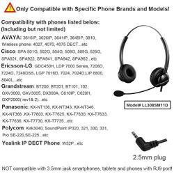 Oppetec Office Work Headset with 2.5mm Jack, Dual Ear Phone Headset with Noise Cancelling Microphone, Compatible with Panasonic Cisco SPA Series Avaya Grandstream Gigaset Cordless Phone