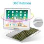 iPad Keyboard Case 9.7 for iPad 2018 (6th Gen) - 2017 (5th Gen) - iPad Pro 9.7 - iPad Air 2 & 1, 7 Color Backlit Keyboard Case/360 Rotate Wireless/BT Keyboard Case with Auto Sleep/Wake (Silver)