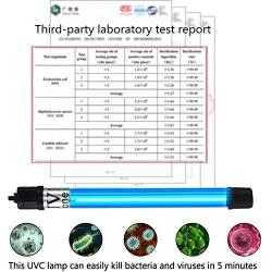 UV Germicidal Lamp UVC Light Bulb with Ozone Sterilization UV-C Sanitizer Wand Waterproof 5/20/60Minutes Timer (253.7nm with 185nm)