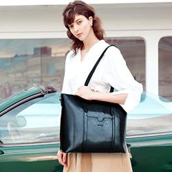 BROMEN Women Briefcase 15.6 inch Laptop Tote Bag Vintage Leather Handbags Shoulder Work Purses