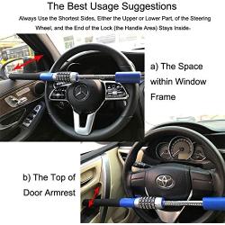 LC Prime Steering Wheel Lock Universal Vehicle Car Truck Van SUV Keyless Password Coded Twin Hooks Extendable Retractable Heavy Duty Security Guard Anti Theft Steel Plastic Blue