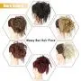 Gangel Hair Bun Hairpieces Extensions Curly Wavy Hair Ponytail Synthetic Hair Fibers Elastic Scrunchie Half Updo Hair Wig For Women and Girls(Pack of 1) (Strawberry Blonde(27#))