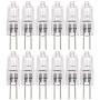 12 Pack, G4 Halogen Light Bulb , T3 JC Type Clear 20W 12V AC/DC Bi-Pin Bulb for Landscape Lighting,Accent Lights, Track Lighting,Under Cabinet Puck Light, Chandeliers,360°Beam Angle/Warm White