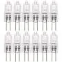 12 Pack, G4 Halogen Light Bulb , T3 JC Type Clear 20W 12V AC/DC Bi-Pin Bulb for Landscape Lighting,Accent Lights, Track Lighting,Under Cabinet Puck Light, Chandeliers,360°Beam Angle/Warm White