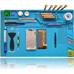 DREMINOVA Professional Large soldering Mat (55x35cm) Repair Silicone Magnetic Work Mat For Electronics, Computer, Cell Phone DIY, Welding Heat Resistant Anti-Static Repair Mat For Solder Iron Station