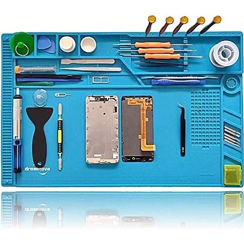 DREMINOVA Professional Large soldering Mat (55x35cm) Repair Silicone Magnetic Work Mat For Electronics, Computer, Cell Phone DIY, Welding Heat Resistant Anti-Static Repair Mat For Solder Iron Station