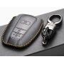 Vitodeco Genuine Leather Remote Key Fob Case Cover Protector with Key Chain for 2019 Toyota Corolla Hatchback, Rav 4, Avalon, Camry, Prius, C-HR (3 Buttons, Black)