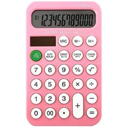 Monique 12 Digit Display Solar Dual Power Calculator Mini Portable Hand-held Calculator Pink