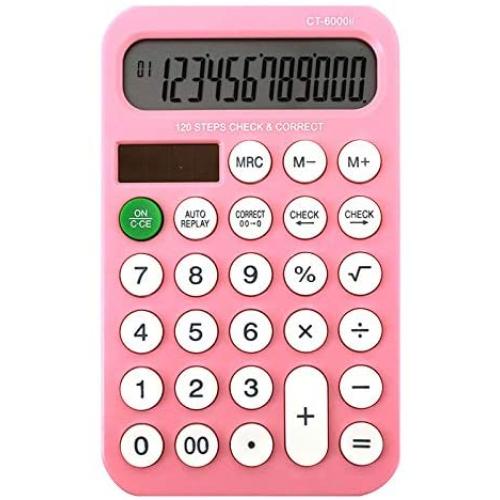 Monique 12 Digit Display Solar Dual Power Calculator Mini Portable Hand-held Calculator Pink