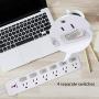 Surge Protector Power Strip 6 ft Extension Cord 14AWG Straight Wire Plug, Independent switches, 125V/15A, Hanging Hole, SGS Certification,White