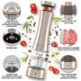 Electric Salt and Pepper Grinder | Premium Electronic Stainless Steel Spice Mill for Coarse Seasoning | Battery Powered One-Handed Pepper & Salt Grinder with Light (9551 single)