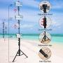 Selfie Stick & Tripod Fugetek, Integrated, Portable All-in-One Professional, Heavy Duty Aluminum, Bluetooth Remote Compatible with Apple & Android Devices, Non Skid Tripod Feet, Extends to 51'', Black