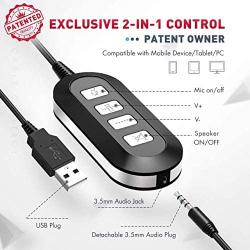 Mpow 071 USB Headset/ 3.5mm Computer Headset with Microphone Noise Cancelling, Lightweight PC Headset Wired Headphones, Business Headset for Skype, Webinar, Cell Phone, Call Center