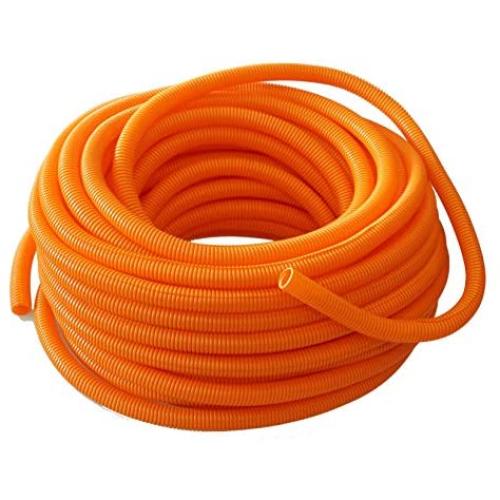 Absolute USA SLT34OR 3/4-Inch x 100-Feet Orange Split Loom Split Wire Loom Polyethylene Conduit Corrugated Plastic Tubing Sleeve for Various Automotive, Home, Marine, Industrial Wiring Applications