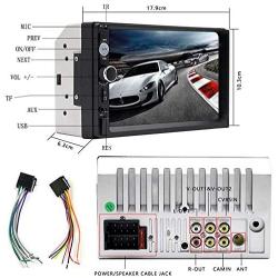 CAMECHO 7'' Double Din Car Stereo Audio Bluetooth MP5 Player USB FM Multimedia Radio+ 4 LED Mini Backup Camera with Steering Wheel Remote Support Mobile Phone Synchronization (Used in Android /iOS)