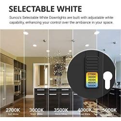 Sunco Lighting 24 Pack 6 Inch Slim LED Downlight with Junction Box, Select from 5 Colors (2700k/3000k/3500k/4000k/5000k), 14W=100W, 850 LM, Dimmable, Selectable Recessed Fixture, IC Rated - UL