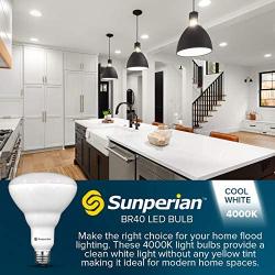 Sunperian 12 Pack BR40 LED Light Bulbs, 13W=85W, 4000K Cool White, 1400 Lumens, Dimmable Flood Light Bulbs for Recessed Cans, Enclosed Fixture Rated, Damp Rated, UL Listed, E26 Standard Base