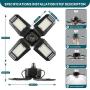 2-Pack LED Garage Lights, New Four Leaf Deformable 120W LED Garage Light, 12000 LM 6500K Quadruple Glow LED Garage Light Ceiling Lights for Garage Basement Workshop, Warehouse, Workshop and Yard