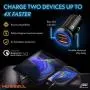 Car Charger Adapter, Metal USB Car Charger by HUSSELL - High Performance Aluminum 2 Port Car Phone Charger, Fast Charge 3.0 + 6A/36W - Compatible w/ iPhone Android & Any Cell Phone