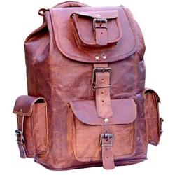 Rustic Vintage Leather Backpack Travel rucksack knapsack daypack Bag for men women Brown (16 x 8 x8 inches)