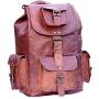 Rustic Vintage Leather Backpack Travel rucksack knapsack daypack Bag for men women Brown (16 x 8 x8 inches)