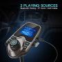 Nulaxy Bluetooth Car FM Transmitter Audio Adapter Receiver Wireless Handsfree Car Kit TF Card AUX 1.44 Display – KM18 Brown