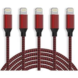 HOVAMP iPhone Charger [MFi Certified] 5Pack[6-6-6-6-6ft] Nylon Braided Lightning Cable Fast Charging